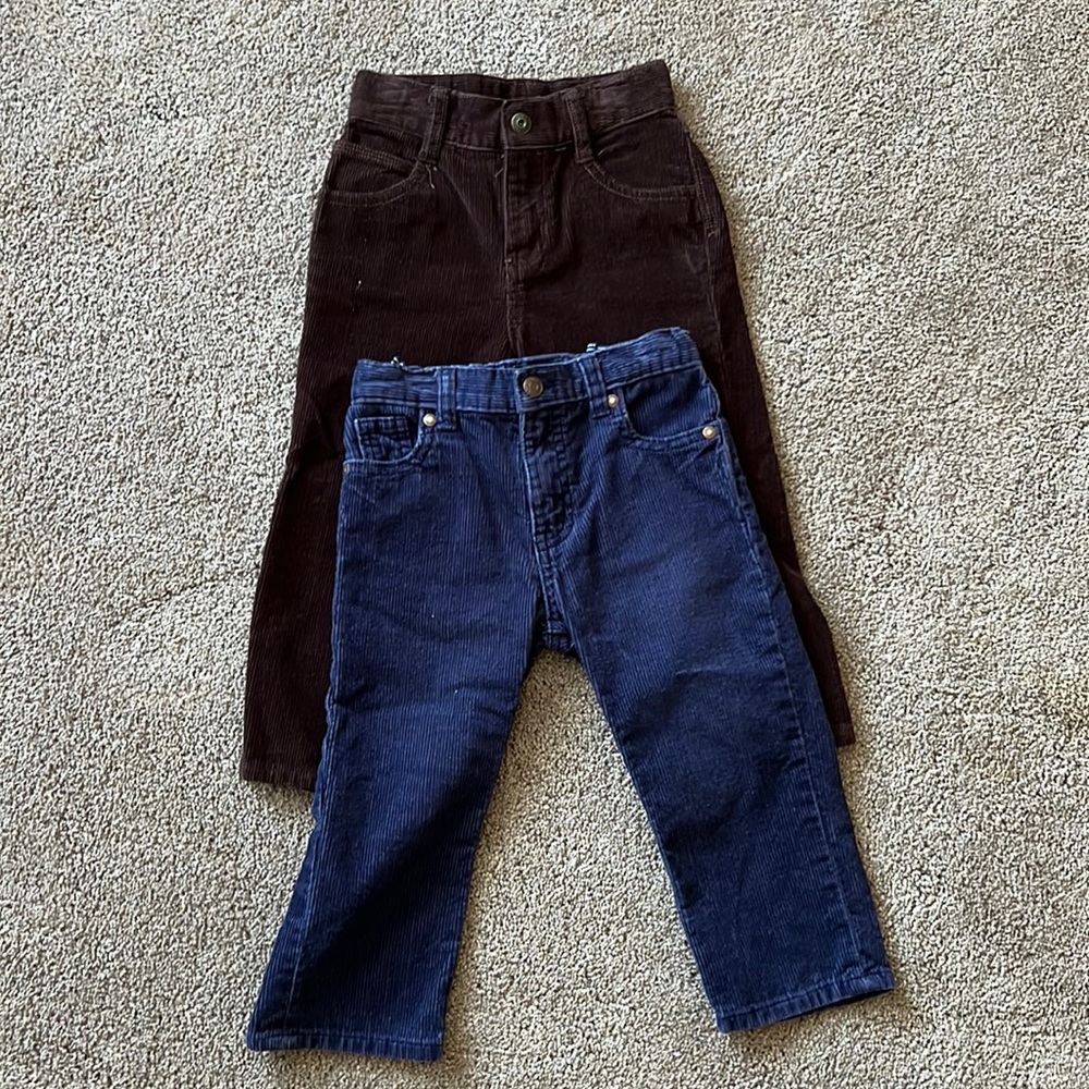 Used Lot of 2 corduroy boy toddler pants size 24M and 2T